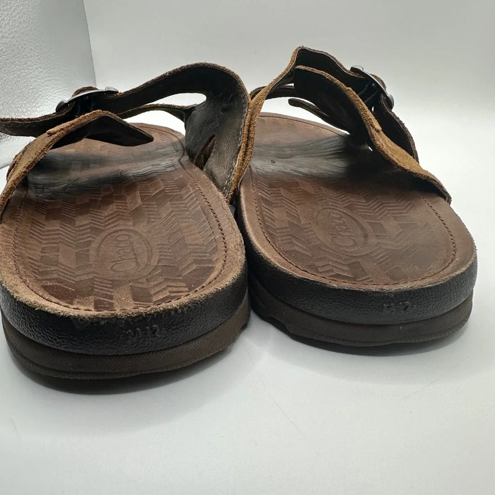 Chaco Wayfarer Slide Sandals Mens Brown Leather Double Strap Buckle J106721